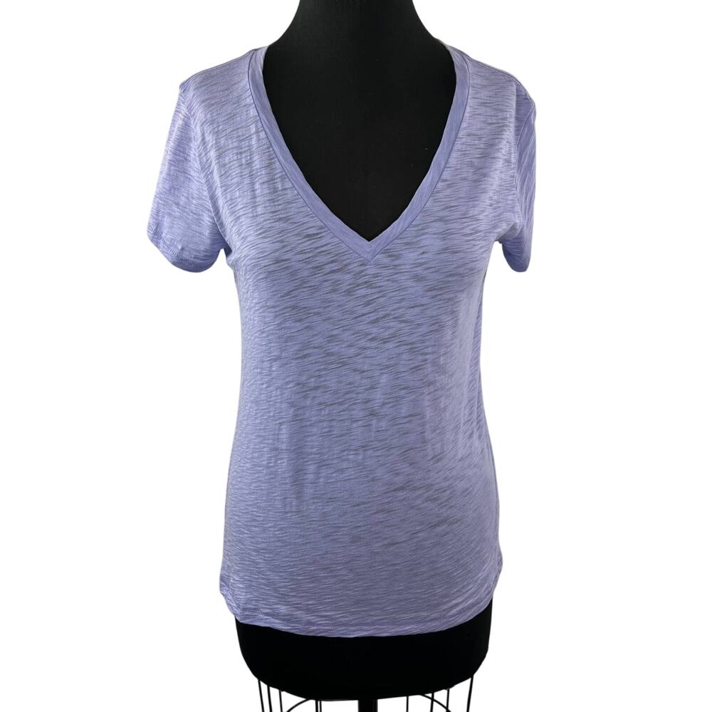 GOLDIE Lavender Purple V-Neckline Short Sleeve 100% Pima Cotton Casual T-Shirt S